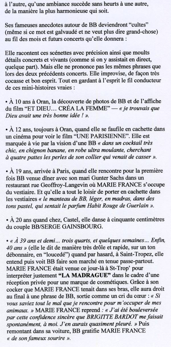 “MARIE FRANCE visite BARDOT” 03/10/2009 L'Archipel à Paris : compte-rendu 091011035831853864616839