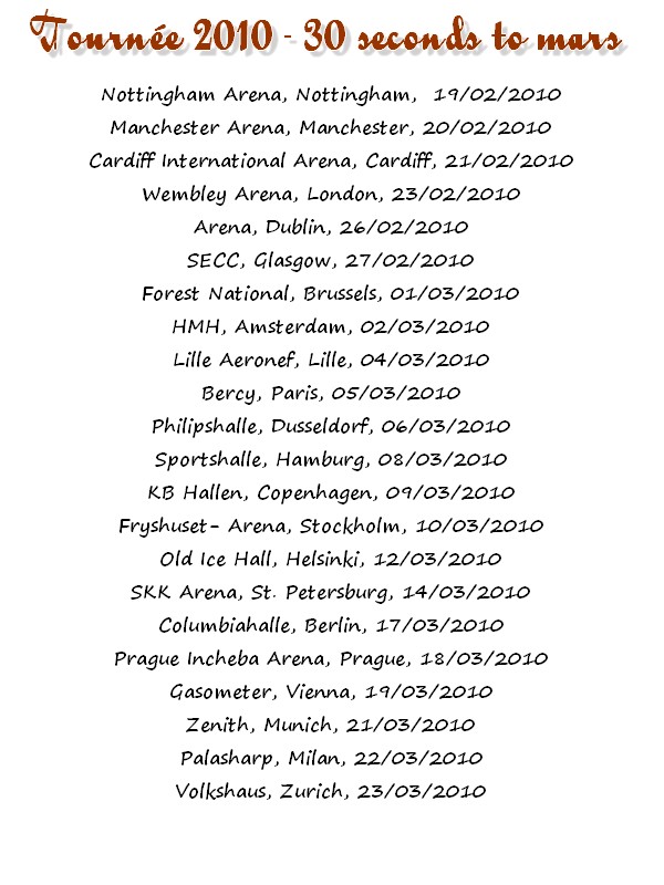 tourn&Atilde;&copy;e 30 seconds to mars