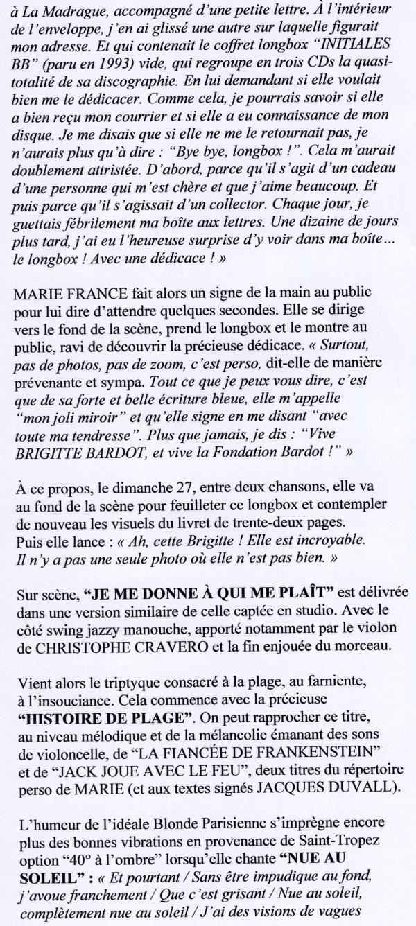 “MARIE FRANCE VISITE BARDOT” 26 au 30/12/2009 Trois Baudets à Paris 100107103035853865200795
