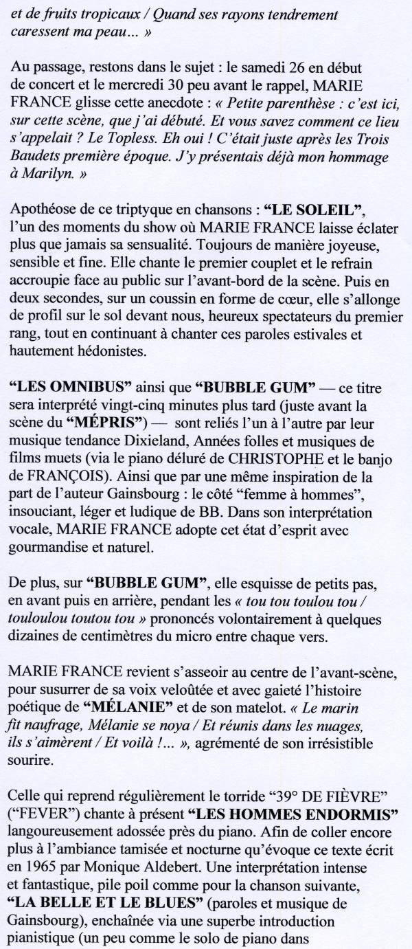 “MARIE FRANCE VISITE BARDOT” 26 au 30/12/2009 Trois Baudets à Paris 100107103045853865200798