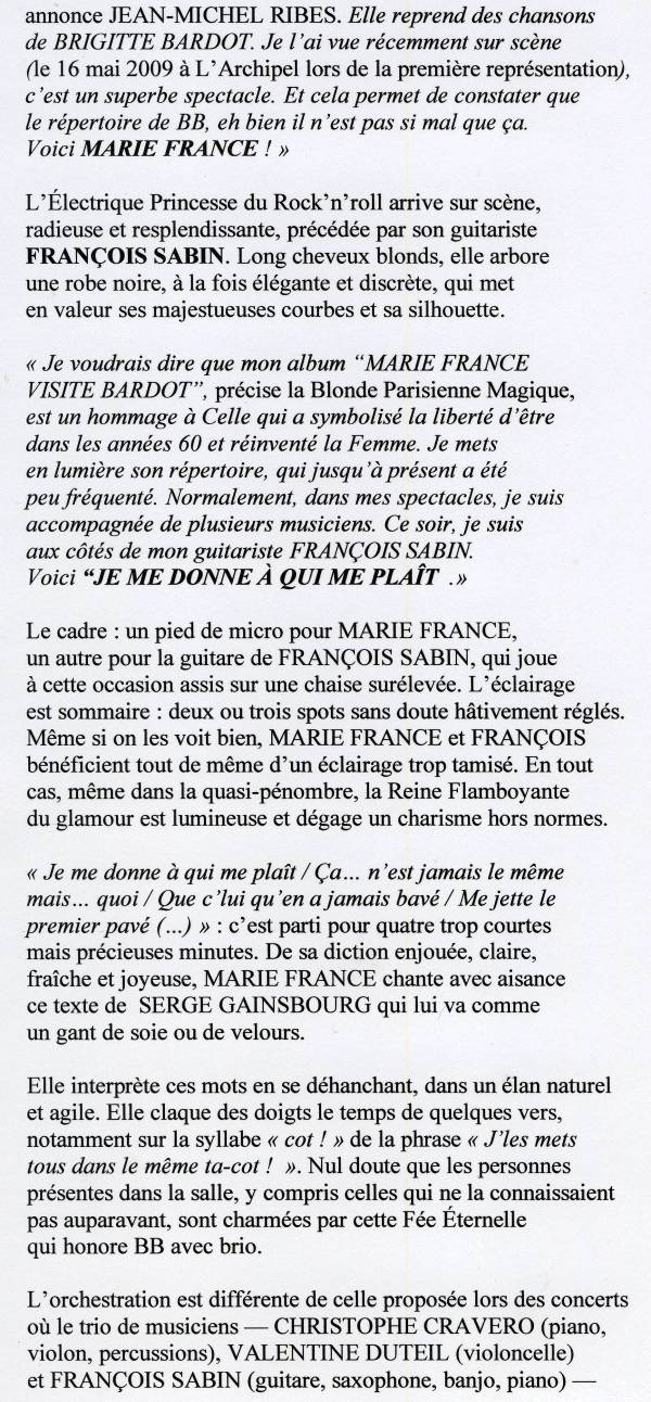 MARIE FRANCE 25/01/2010 ROND-POINT (Paris) : compte-rendu 100131014350853865348894