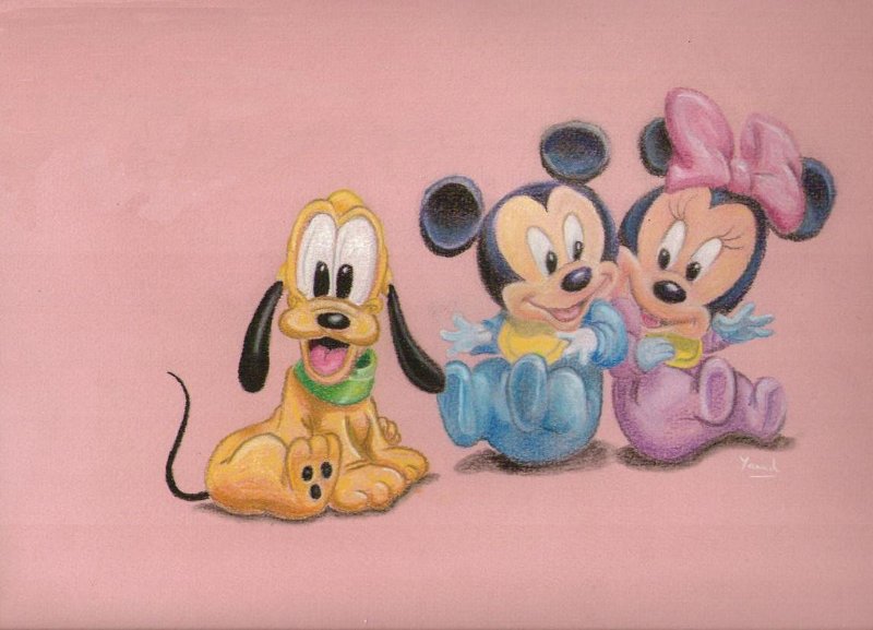 Essai pastel Mickey, Minnie et Pluto (on se moque pas !!) 100202095747613085365469